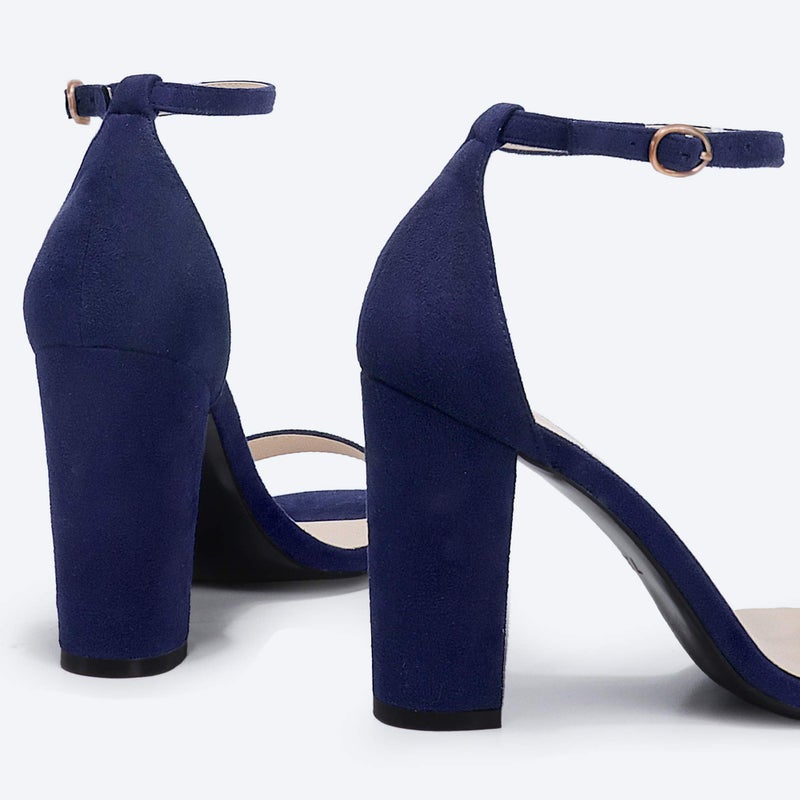 IDIFU Women's Blue Chunky High Block Pump Heel Sandals Open Toe Ankle Strap Wedding Bride Bridesmaid Prom Dress Shoes - Image 4